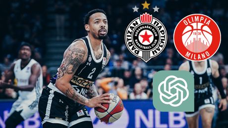 Večeras Partizan – Olimpija Milano: Chat GPT prognozira isti rezultat kao Asvel-Zvezda