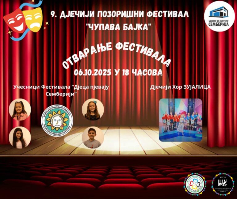 Otvaranje 9. dječijeg pozorišnog festivala „Čupava bajka“ 6.oktobra